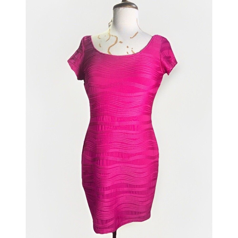 Olivia Matthews Dress Size M Vintage 90's Women Mini Bodycon Textured Disco Glam